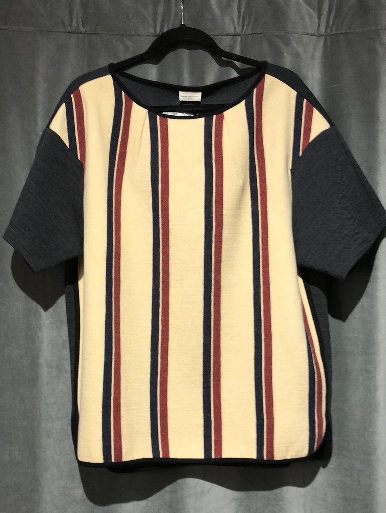 Dries Von Noten Multifabric Shortsleeve Striped Top