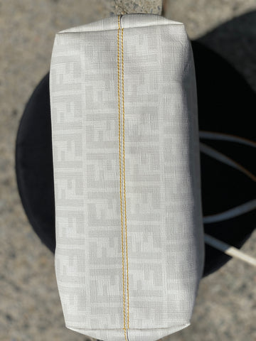 Fendi Small Roll Zucca White Coated Canvas Tote Bag