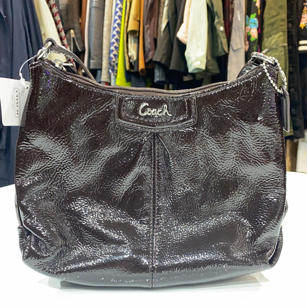 Coach Brown Patent Leather Crossbody Handbag