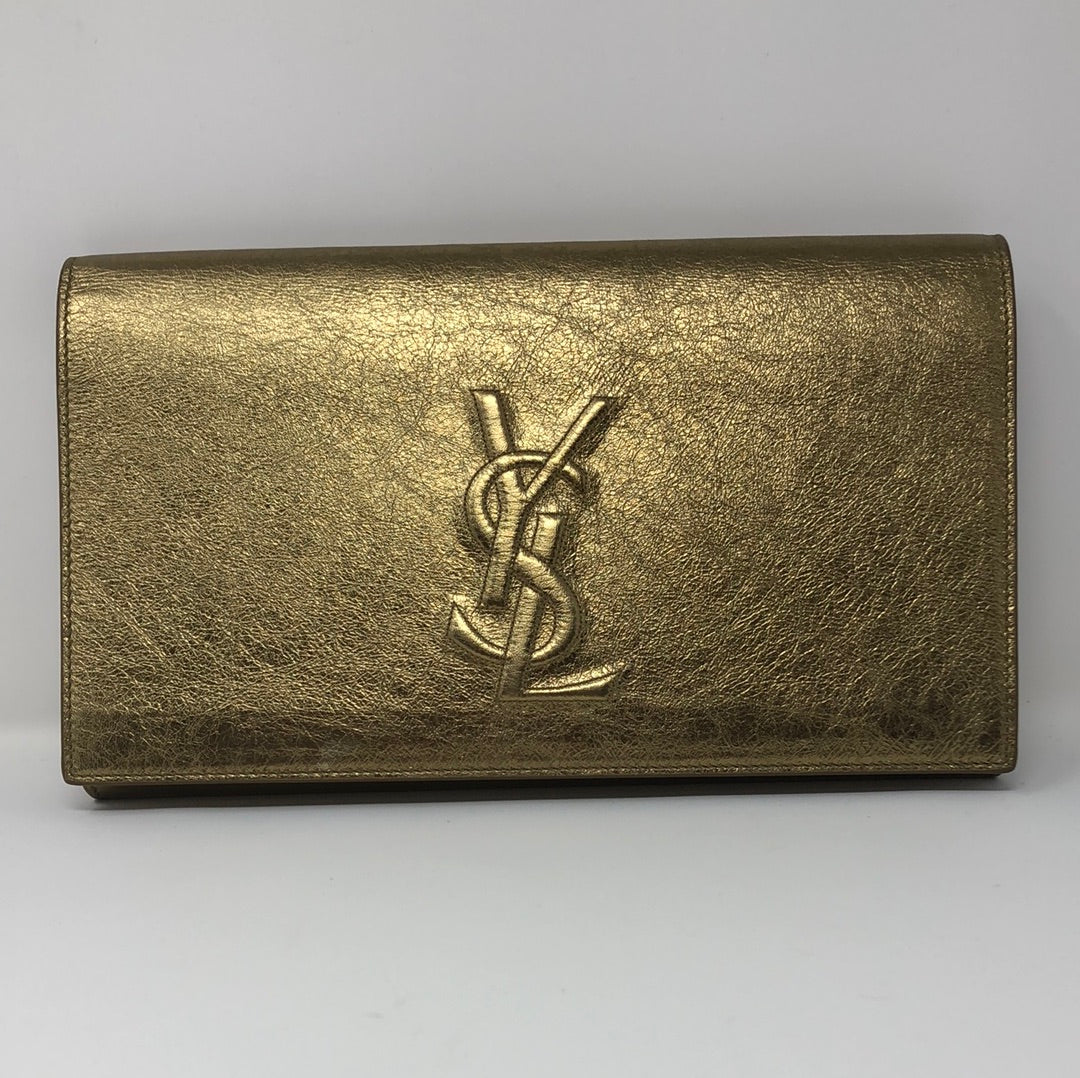 Yves Saint Laurent, Bags, Ysl Leather Clutch In Noirgold Hardware