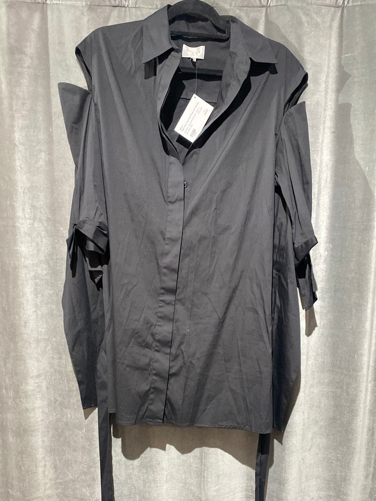 Milly Black Open Back Shirt Dress with Shoulder Cutout