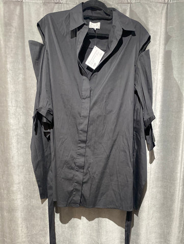 Milly Black Open Back Shirt Dress with Shoulder Cutout