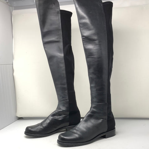 Stuart Weitzman Black Leather 50/50 Boots