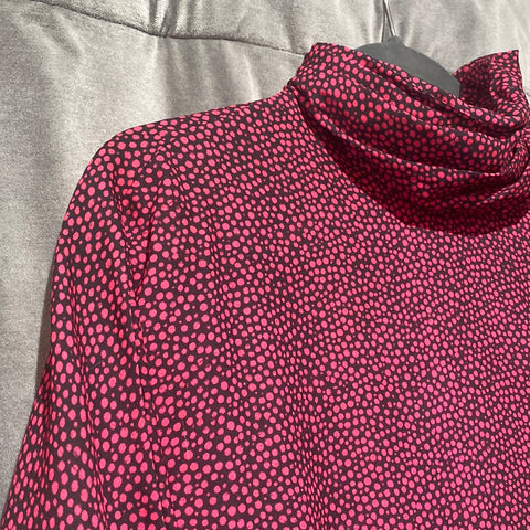 MCQ McQueen Pink and Black long Sleeve Turtle Neck Dress