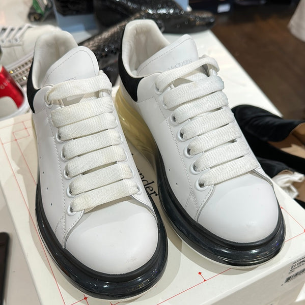 Alexander McQueen 'LARRY' White Leather Sneaker with Hombre Transparent Bottom