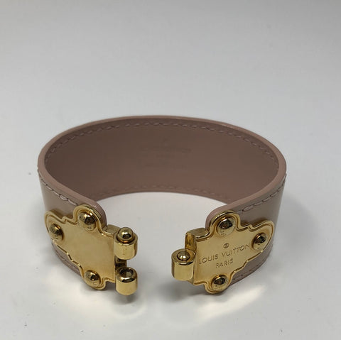 Louis Vuitton Patent Leather Beige Cuff with Gold hardware