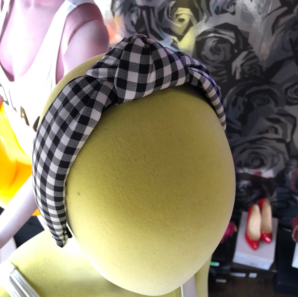 Lele Sadoughi Black and White Gingham Headband