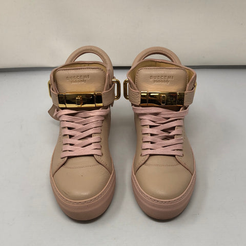 BUSCEMI Rose Leather Sneaker with Gold Locks