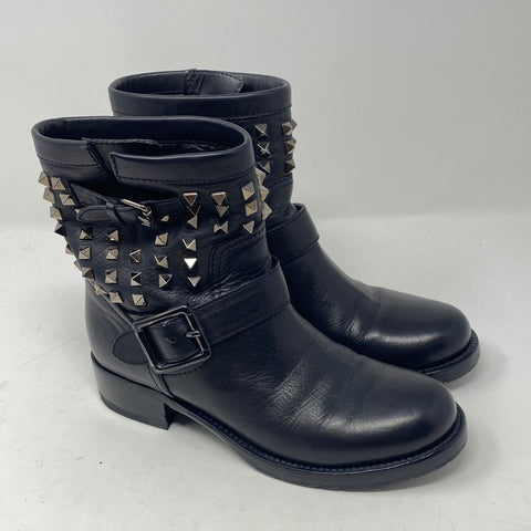 VALENTINO Black Studded Moto Boot