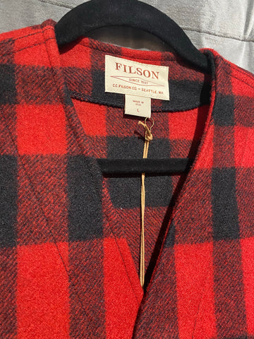 Filson Red and Black Plaid Wool Vest