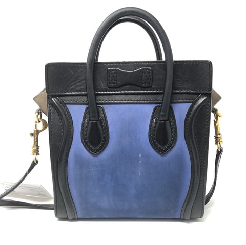 Celine Tri-Color Nano Suede and Black Leather Handbag