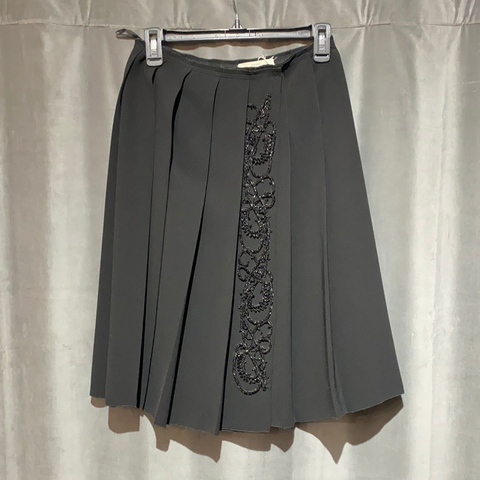 Prada Black Pleated Skirt with Beaded Design