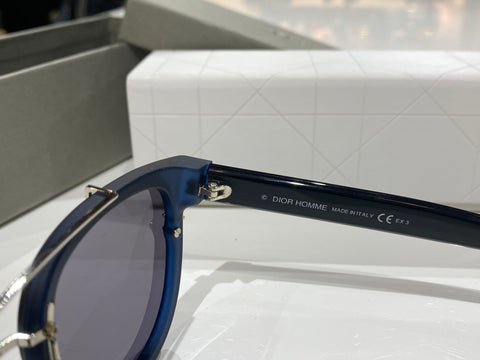Christian Dior Homme Black Tie Sunglasses in Blue with Blue Lens