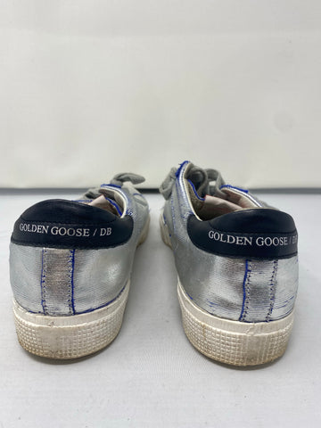 Golden Goose Silver Metallic MAY Sneaker with White leather Star