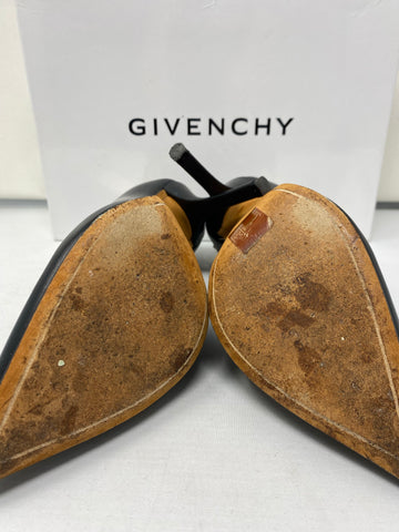 Givenchy Black Leather Pump with Gold Panel on Back