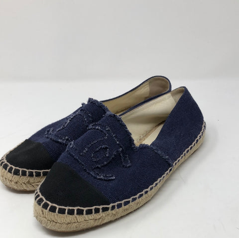 Chanel Dark Denim Espadrile with Black Toe