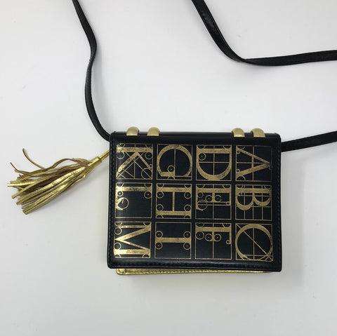 Vintage: Paloma Picassi Black and Gold Alphabet Mini Bag