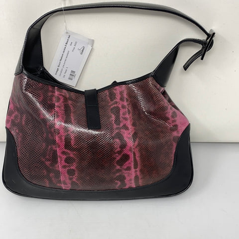 Vintage: Gucci Medium Jackie O Black leather and Pink Snakeskin Shoulder Bag