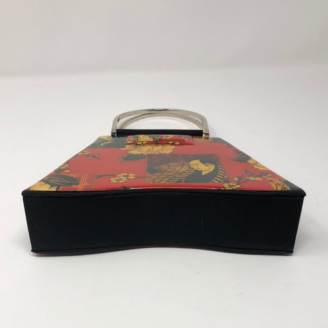 Vintage: Angela Frascone Silk and Resin Metal top Handle Bag