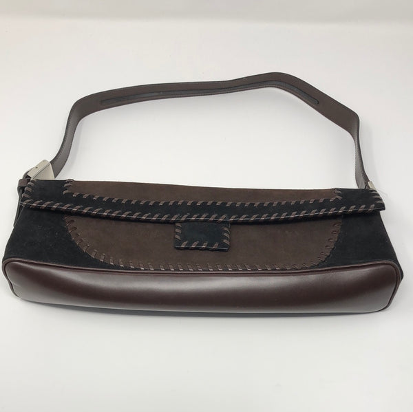 Vintage: Ferragamo Brown Suede and Leather Rectangular Shoulder Bag