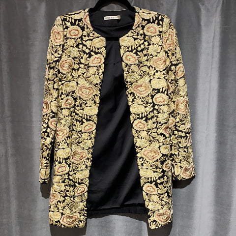 Alice & Olivia brown Sequin/ Embroidered Gold and Beaded Coat