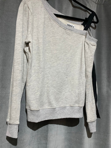 Pam & Gela Grey Single Shoulder Grey Sweatshirt with Black Ribbon