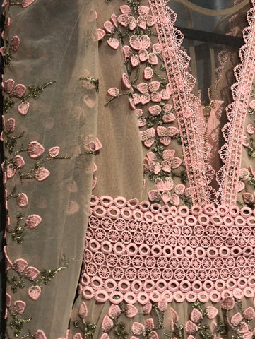 BRONX & BANCO Long Sleeve Pink and Sheer Layered Dress
