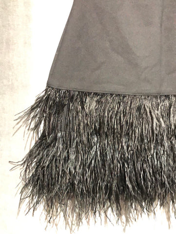 Elizabeth and James Black Sleeveless Feather Bottom Mini Dress