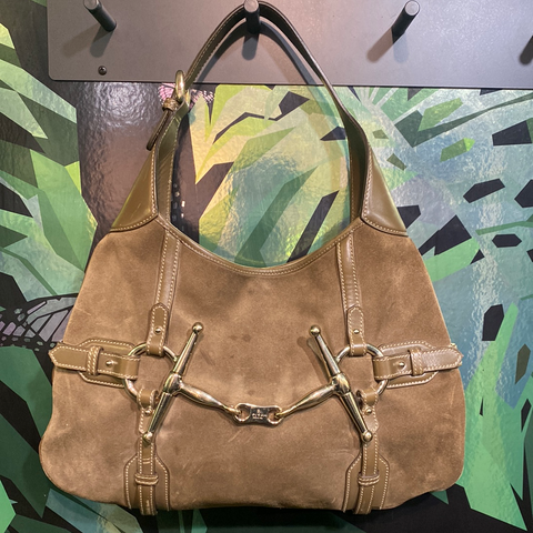 Vintage: Gucci Tan Suede and Leather Small Hobo Bag 85th Anniversary