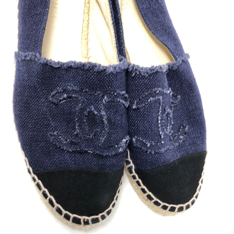 Chanel Dark Denim Espadrile with Black Toe