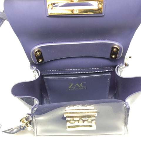 Zac Posen Dark Periwinkle Plastic Mini Crossbody bag with Gold hardware