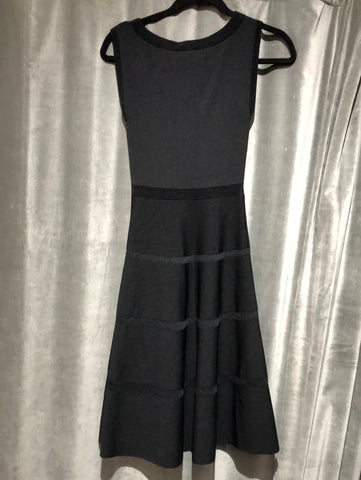Sandro Black Sleeveless Knit Stretch Fit and Flare Dress