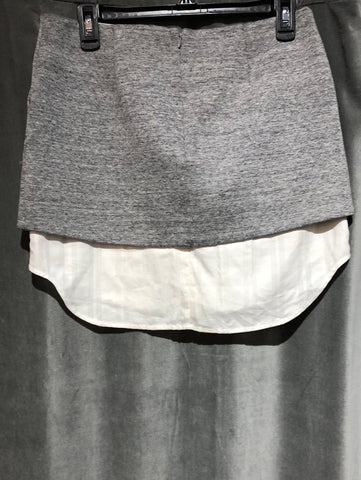 Intermix Grey Cotton Mini Skirt with White button Down Underlay