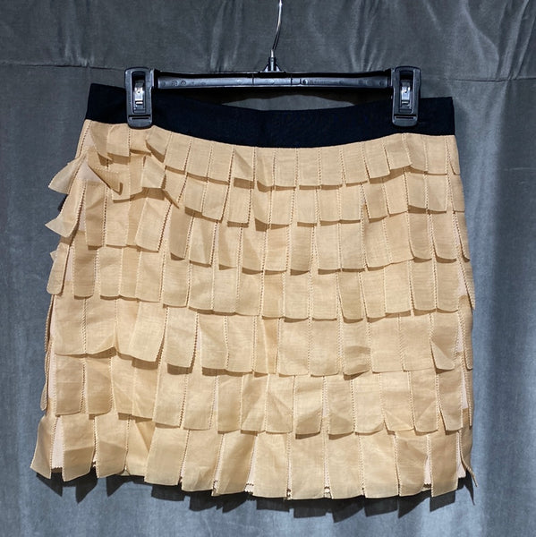 J. Crew Collection Nude Satin Fringe Mini Skirt