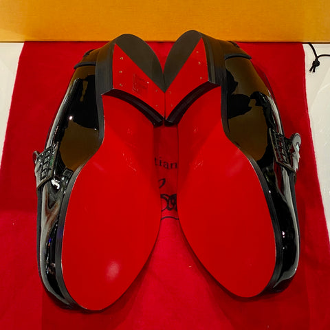 Christian Louboutin Patent Leather Penny Loafer with Geometric Design