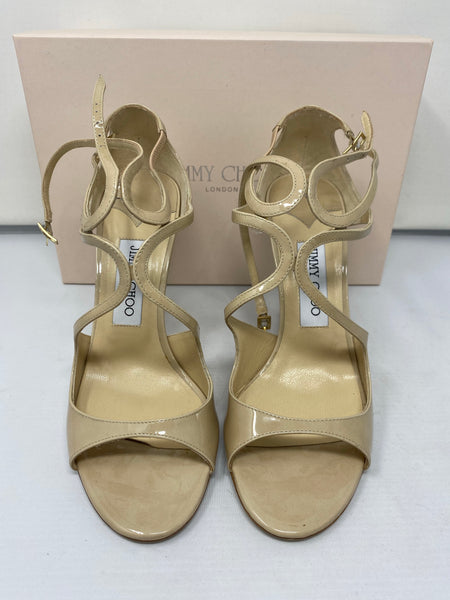 Jimmy Choo Nude Patent Leather Strappy Sandal