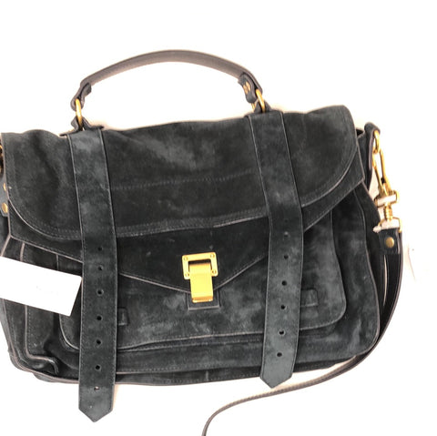 Proenza Schouler Navy Medium Suede Satchel Bag