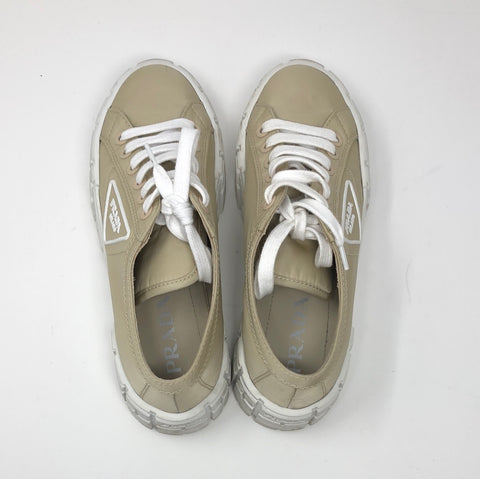 Prada Tan Nylon Platform Sneakers