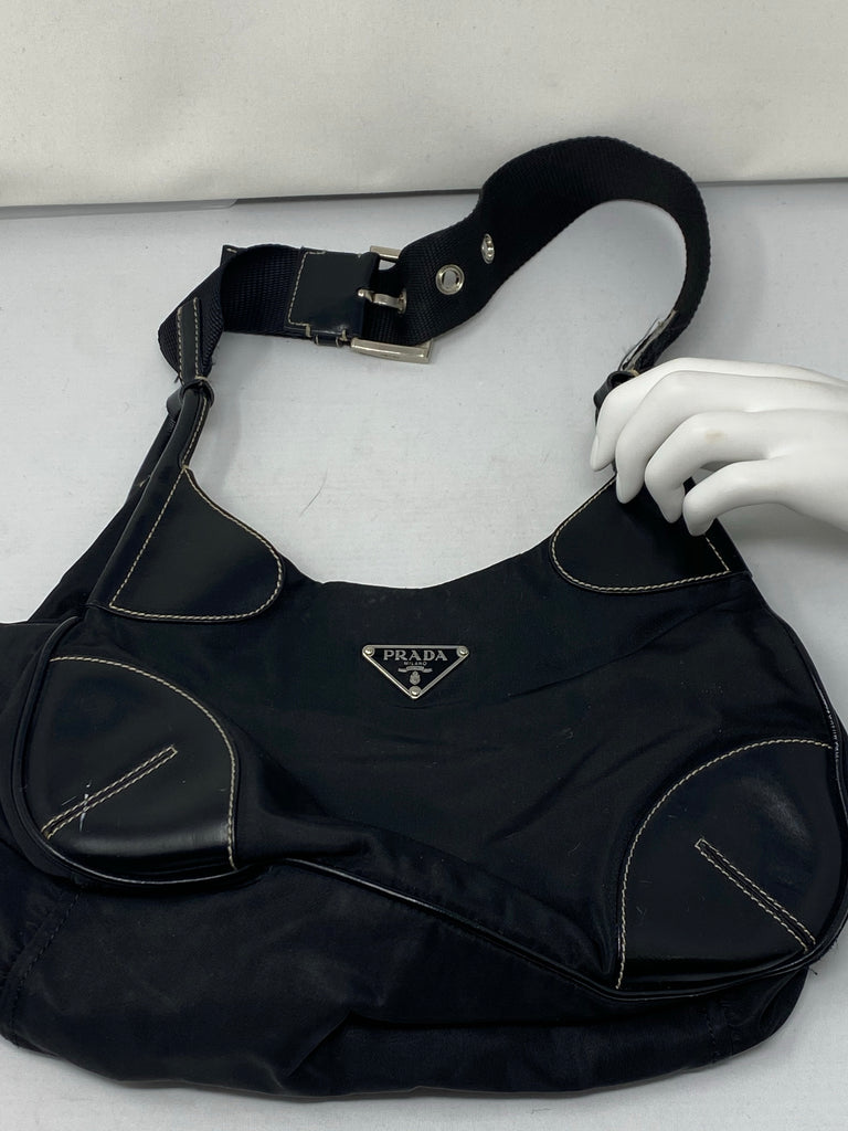 Vintage: Prada Nylon Shoulder Bag with Buckle Strap with Grommets