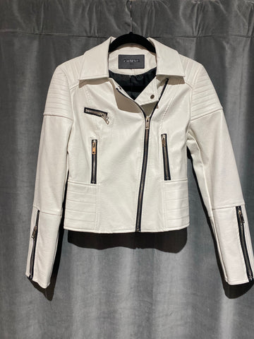 Comme USA faux leather white Moto Jacket