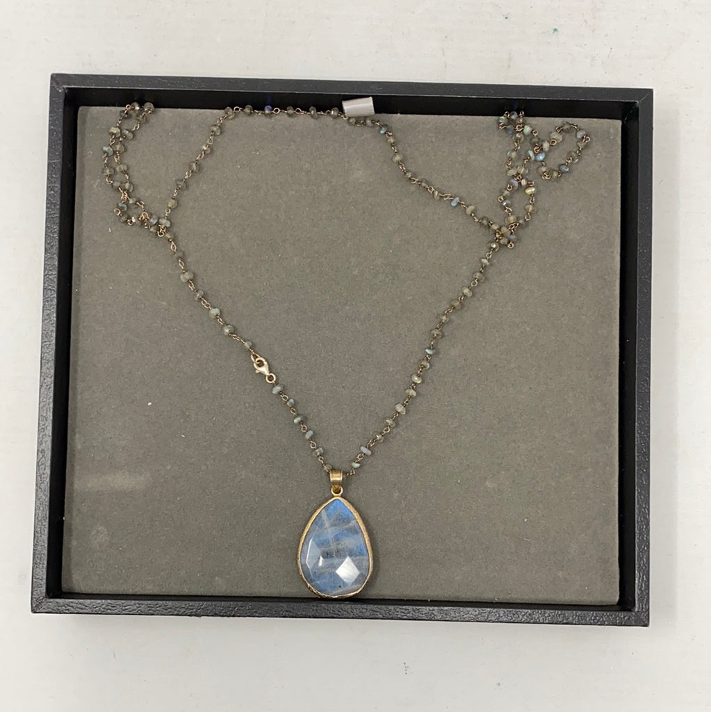Blue Stone Teardrop Necklace