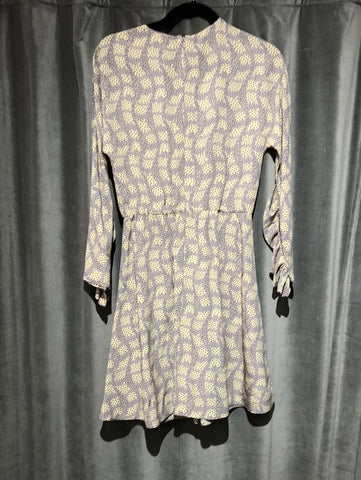Prada Crew Neck Long Sleeve Dotted Silk Dress