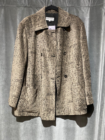 Vintage: Giorgio Armani Oversized Brown Chenille Blazer with Black Velvet Lapel