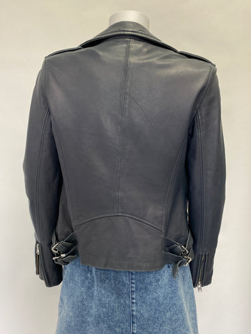 Iro Han Leather Jacket Dark Grey with Silver Hardware