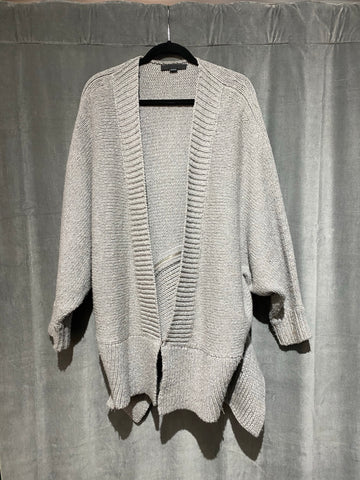 Alexander Wang Chunky Grey Knit Merino Wool Cardigan Sweater with Bottom Exposed Silver Zipper