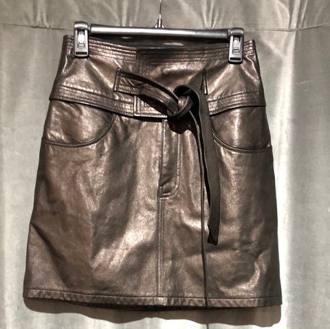 Rebecca Minkoff Black Leather Short Skirt with Faux Ribbon Tie