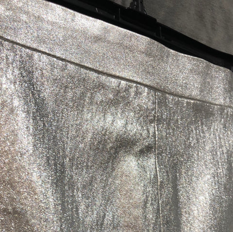 J Crew Silver Metallic Straight Stretch Midi Skirt