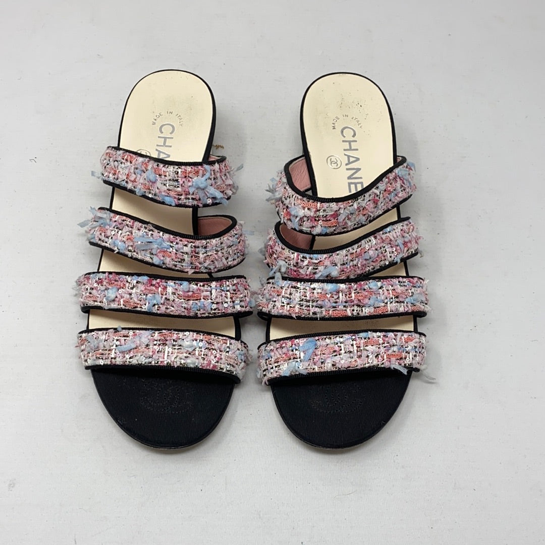 Chanel 2019 CC Tweed Sandals - Shoes - CHA381749, The RealReal