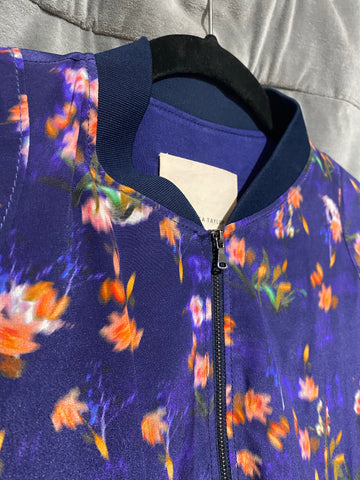 Rebecca Taylor Silk Floral Printed zip Jacket