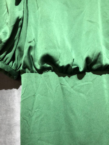 ANN TAYLOR Green Puff Short Sleeve Straight Dress